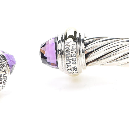David Yurman Sterling Silver 14K Yellow Gold Amethyst 7mm Cable Classics Bracelet 5 of 5