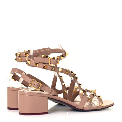 Valentino Garavani Nappa Rockstud Flair Ankle Wrap 45mm Sandals 37 Rose Cannelle 4 of 8