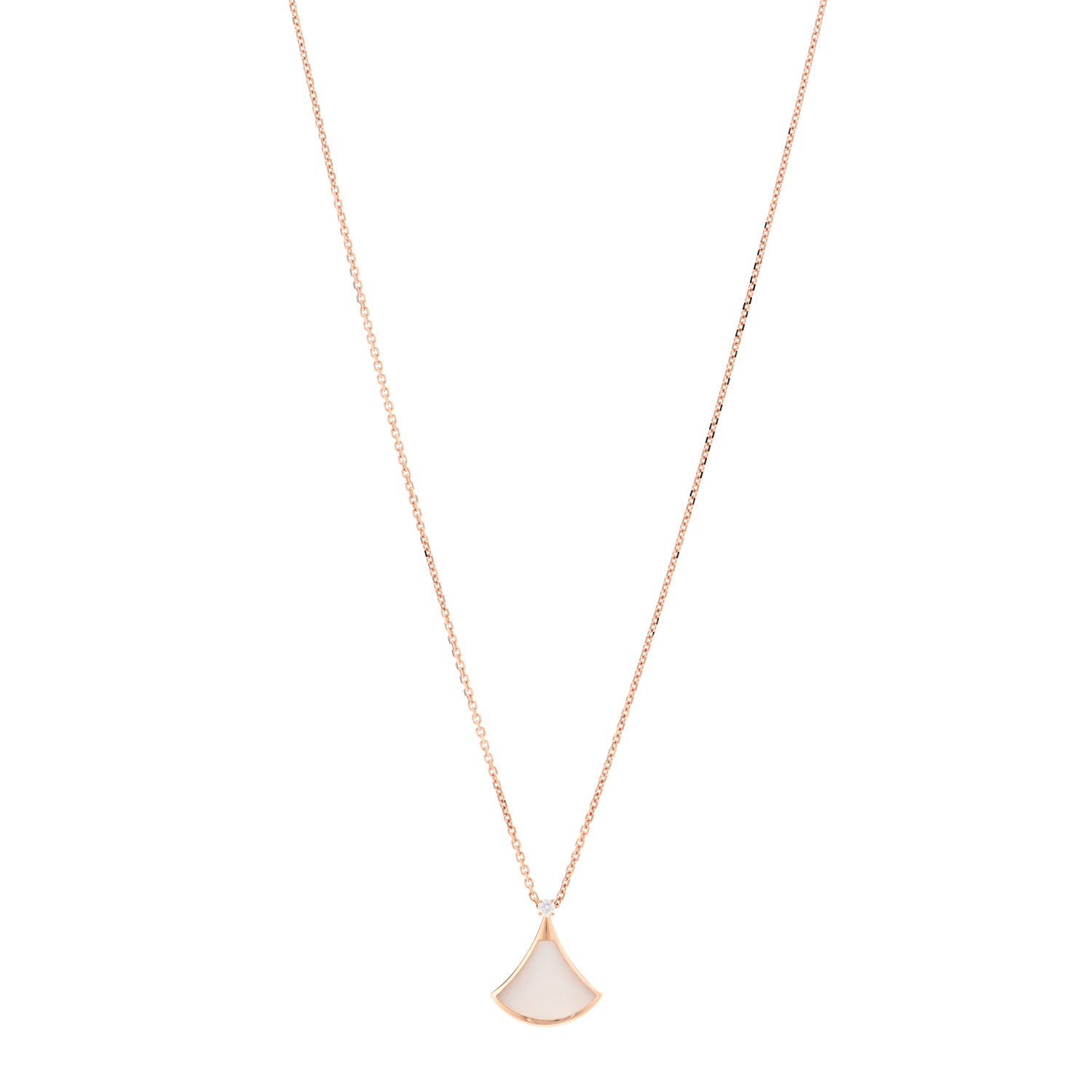 Bulgari 18K Rose Gold Diamond Mother of Pearl Small Divas' Dream Pendant Necklace 1 of 4