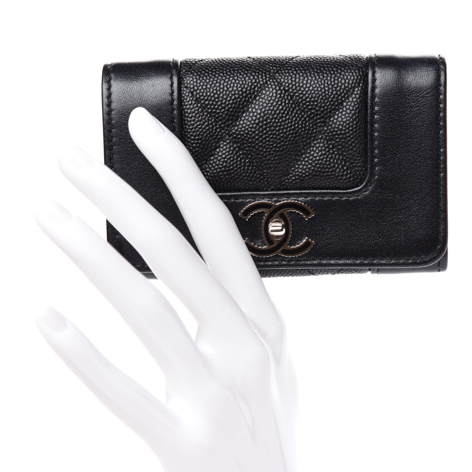 Chanel Caviar Quilted Vintage Mademoiselle Flap Card Holder Black 2 of 9