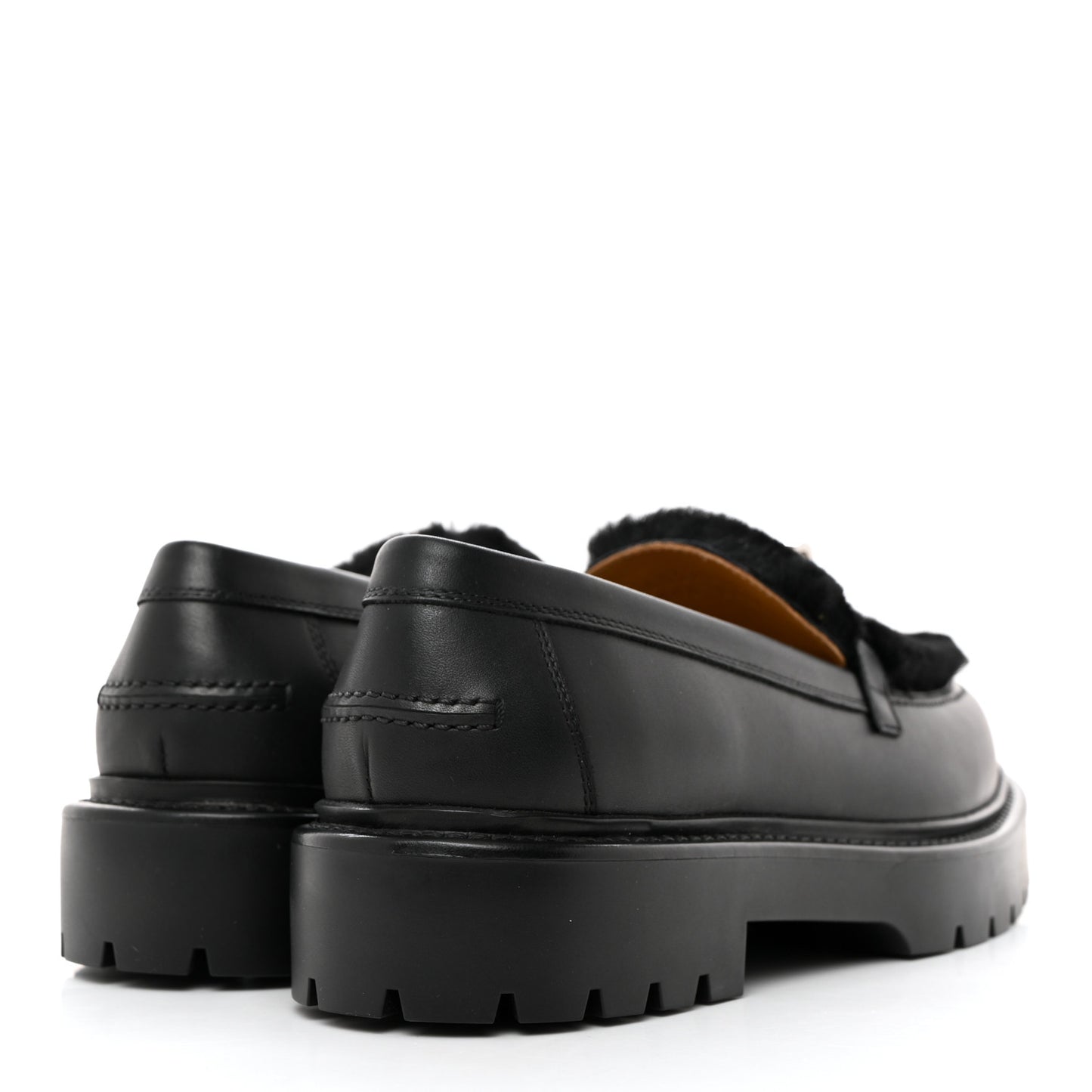 Calfskin Shearling Icone Loafers 39 Black