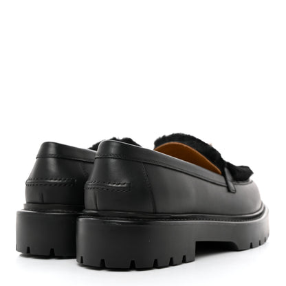 Hermes Calfskin Shearling Icone Loafers 39 Black 4 of 8