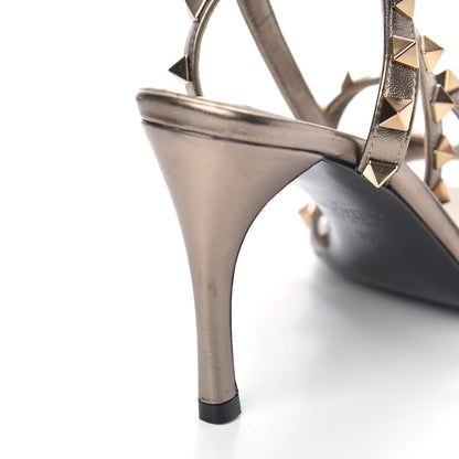 Valentino Garavani Metallic Nappa Rockstud Ankle Wrap 85mm Sandals 36 Sasso 9 of 10