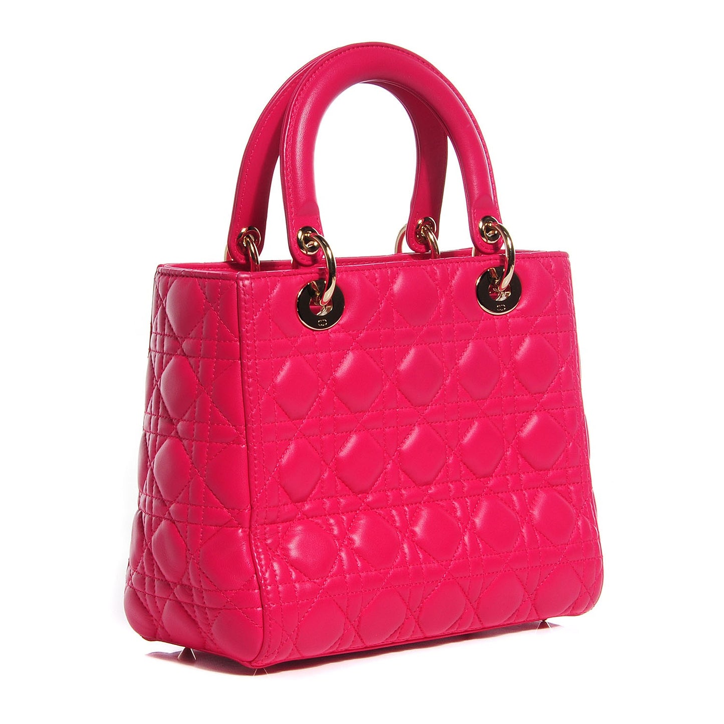Lambskin Cannage Medium Lady Dior Fuchsia