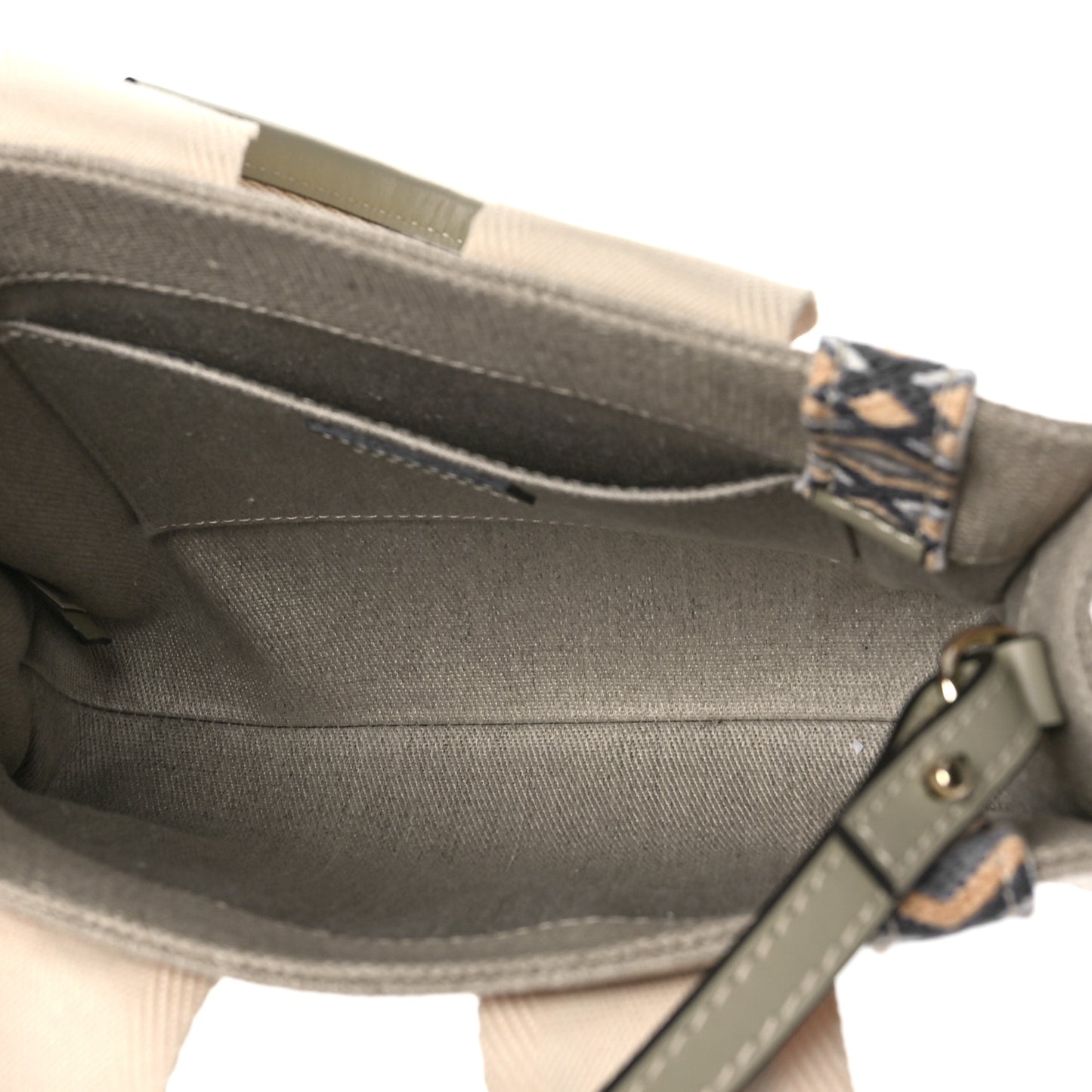 Cotton Calfskin Small Woody Ribbon Tote With Strap Slate Green