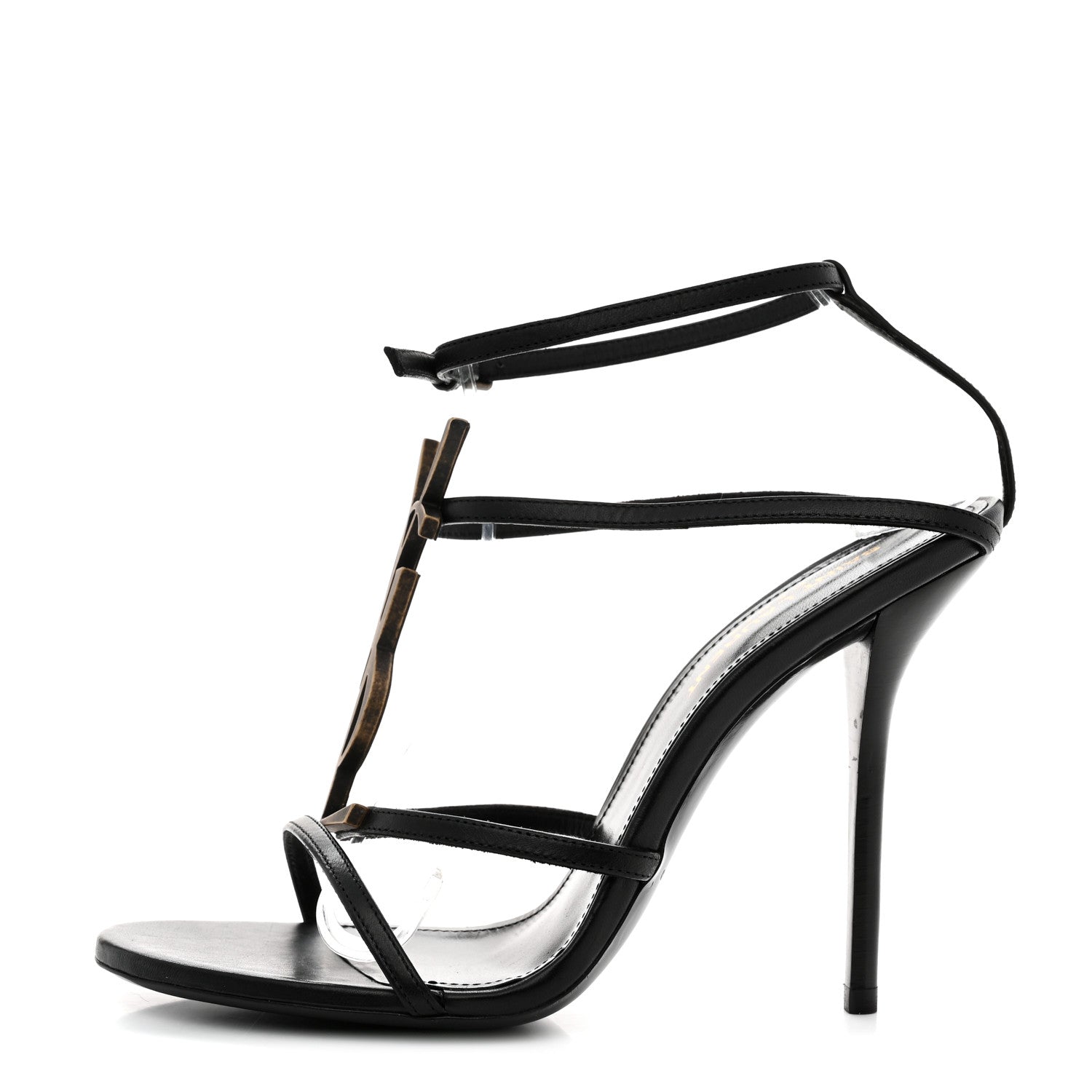 Saint Laurent Calfskin Cassandra 110 Sandals 37.5 Black 1 of 8