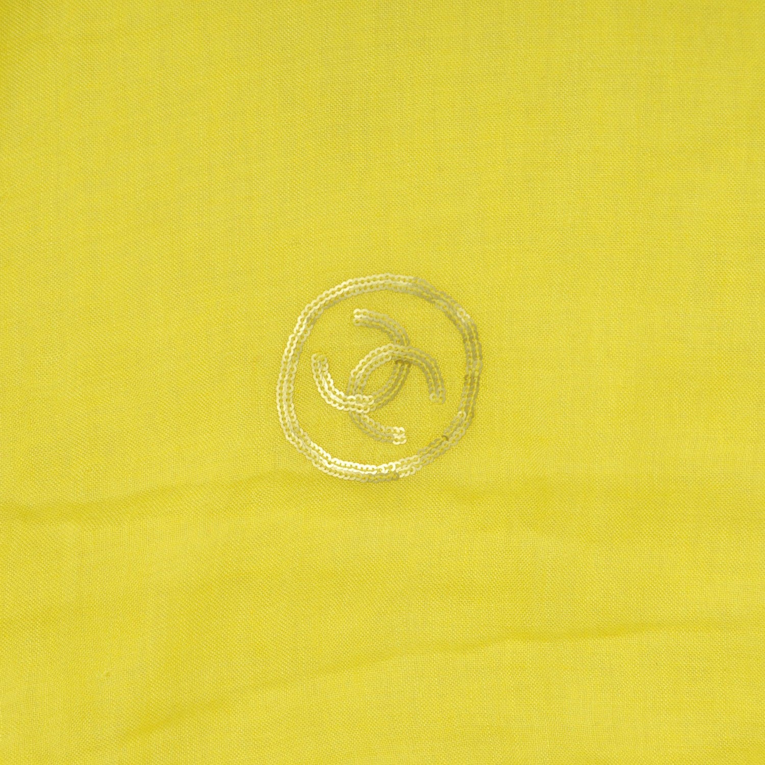 Chanel Modal Cashmere Sequins CC Scarf Yellow 4 of 6