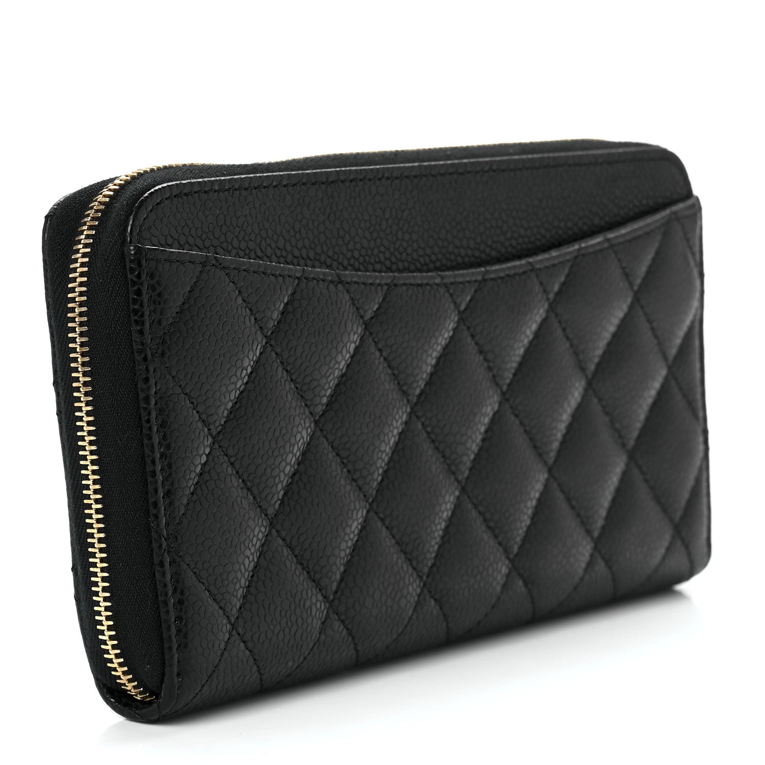 Chanel Caviar Quilted Large Gusset Zip Around Wallet Black 2 of 12