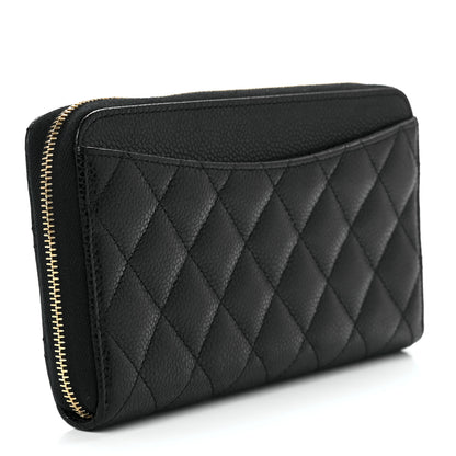 Chanel Caviar Quilted Large Gusset Zip Around Wallet Black 2 of 12