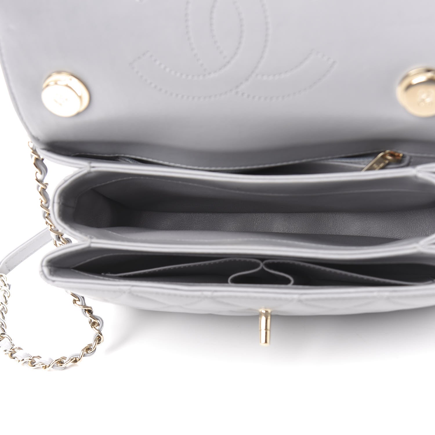Chanel Lambskin Quilted Small Trendy CC Flap Dual Handle Bag Grey 6 of 14