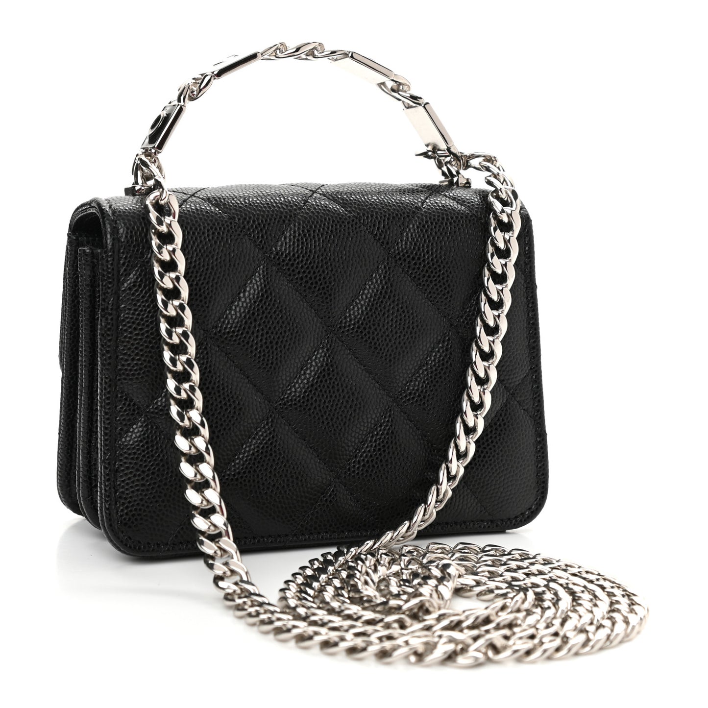 Caviar Quilted Pick Me Up Clutch With Chain Black