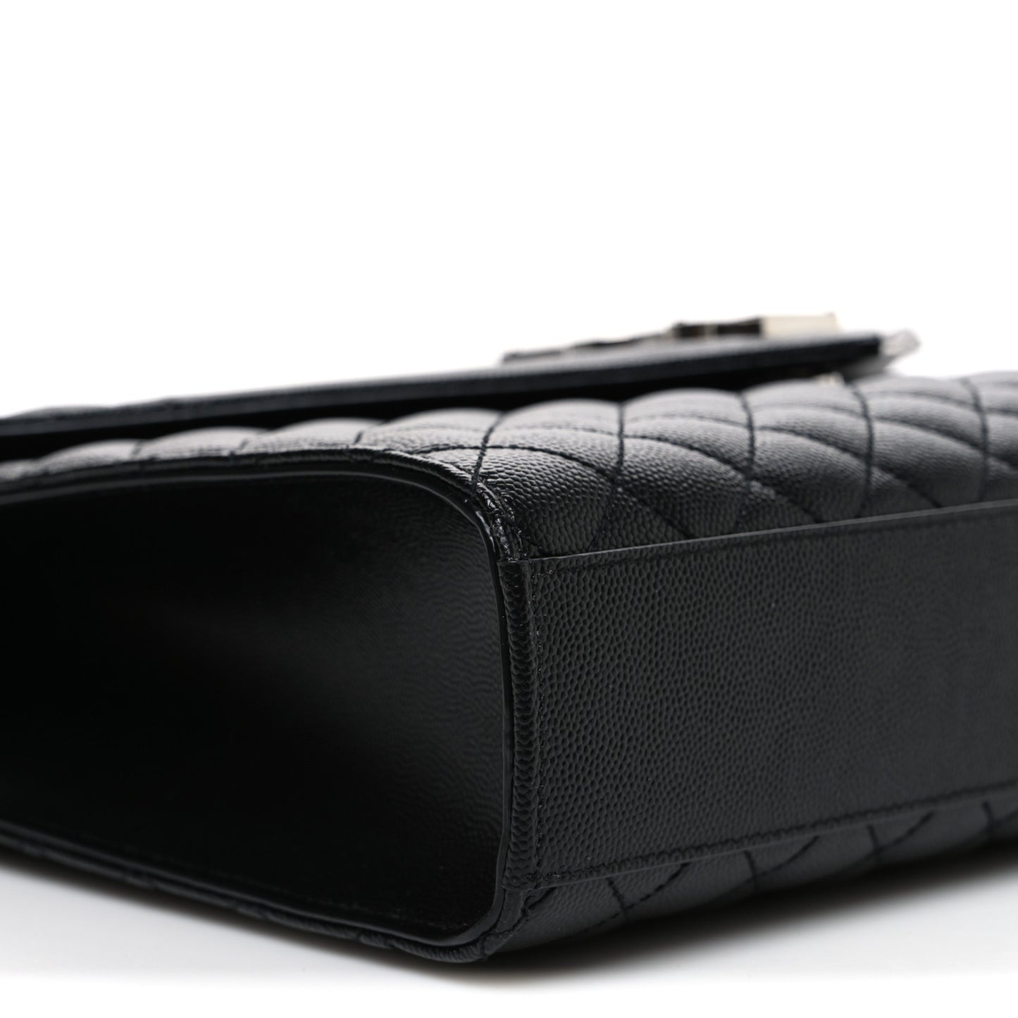 Grain De Poudre Textured Mixed Matelasse Large Triquilt Monogram Satchel Black
