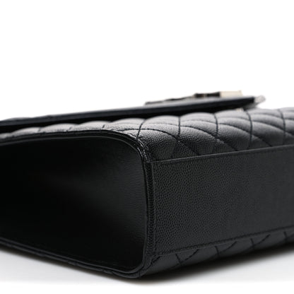 Saint Laurent Grain De Poudre Textured Mixed Matelasse Large Triquilt Monogram Satchel Black 9 of 10