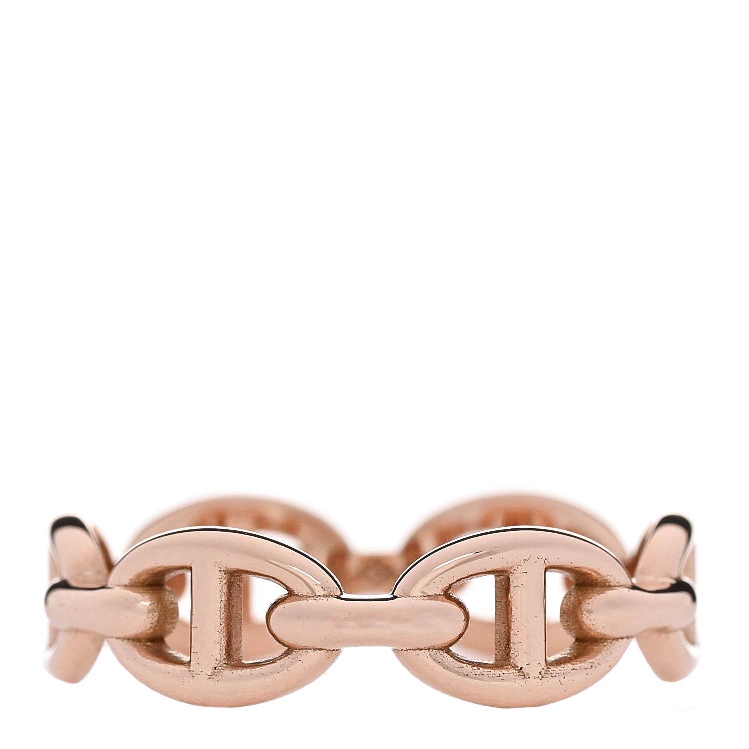 Hermes 18K Rose Gold PM Chaine d'Ancre Enchainee Ring 56 7.5 1 of 6