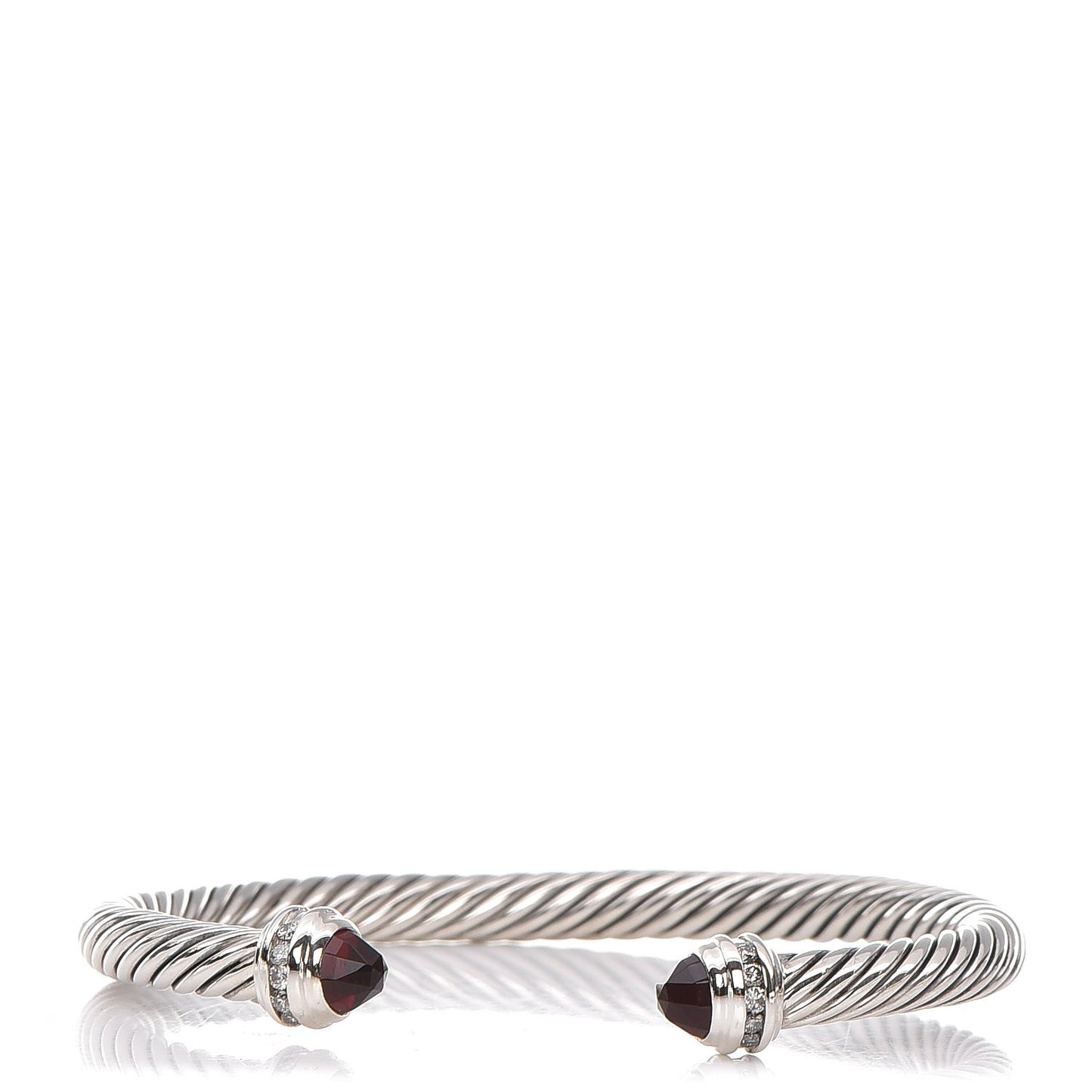 Sterling Silver Garnet Diamond 5mm Cable Classics Bracelet