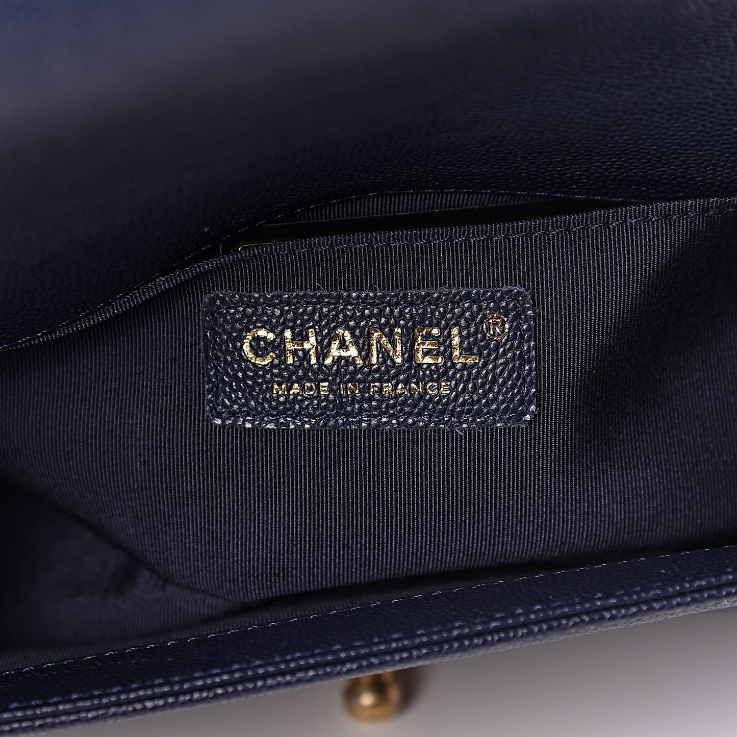 Caviar Quilted Small Boy Flap Navy