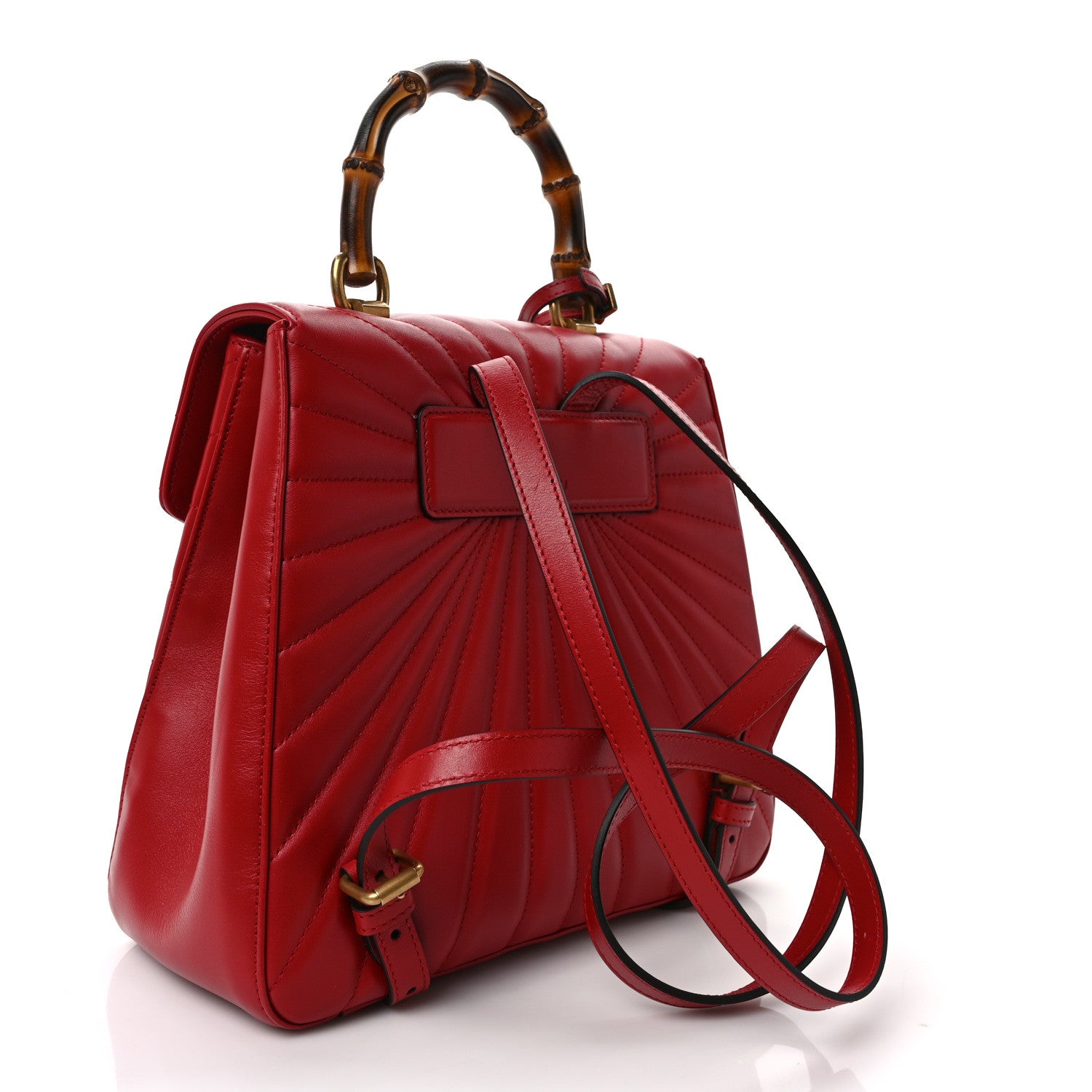 Gucci Calfskin Bamboo Trapuntata Queen Margaret Backpack Hibiscus Red 2 of 10