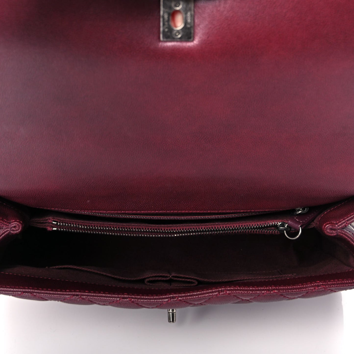 Caviar Quilted Medium Coco Handle Flap Burgundy