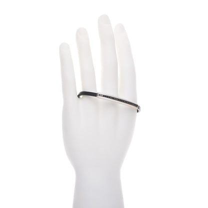 David Yurman Sterling Silver Black Diamond Leather Mens 4mm Streamline ID Bracelet 2 of 5