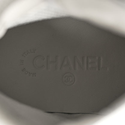 Chanel Calfskin Mesh Strass Womens CC Sneakers 39 White Silver 7 of 8