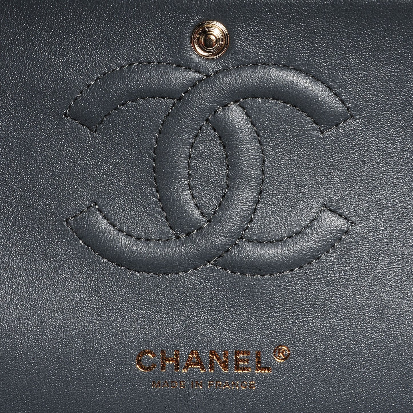 Lambskin Quilted Medium Double Flap Charcoal Grey