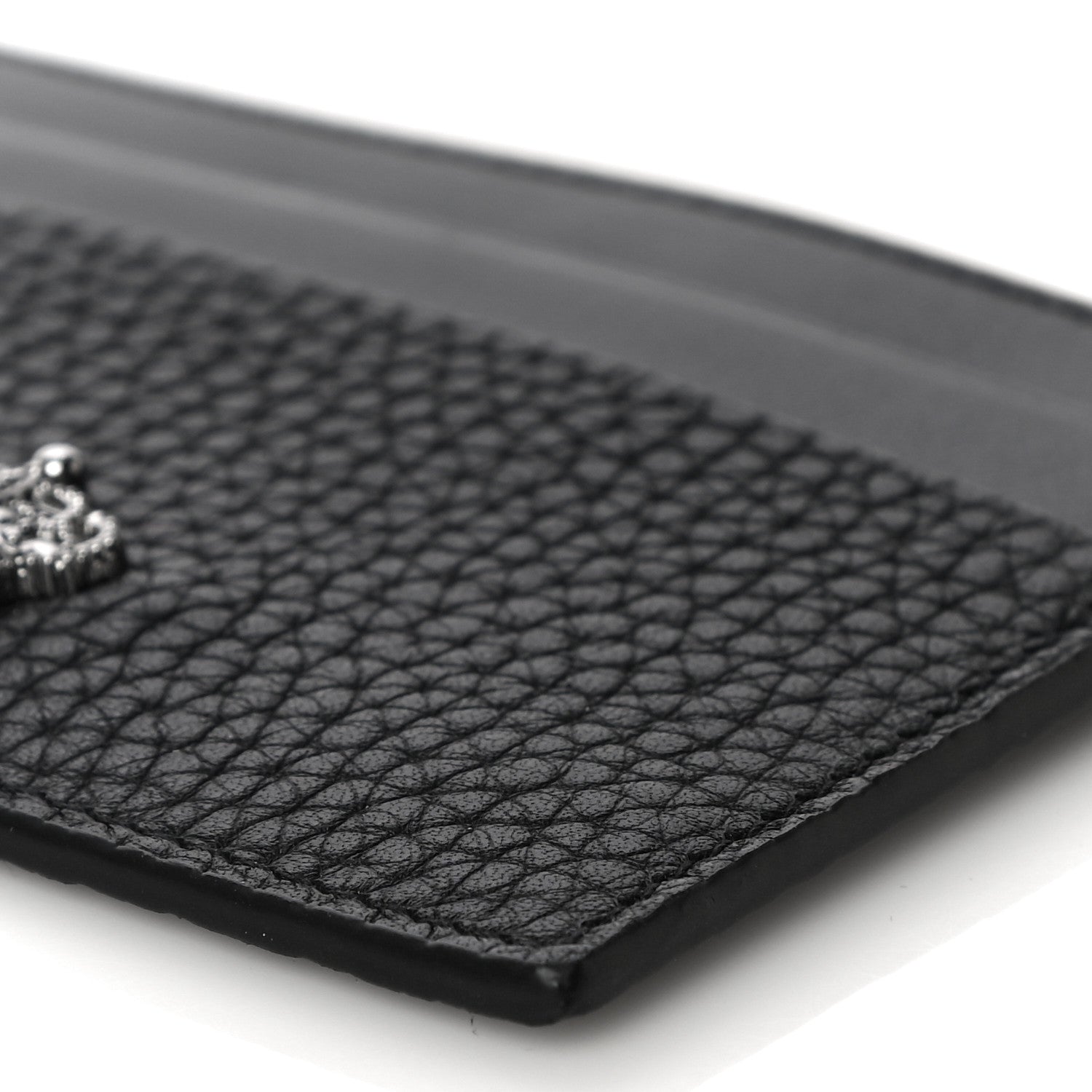 Dolce & Gabbana Grained Deerskin Crown Card Holder Black 10 of 11