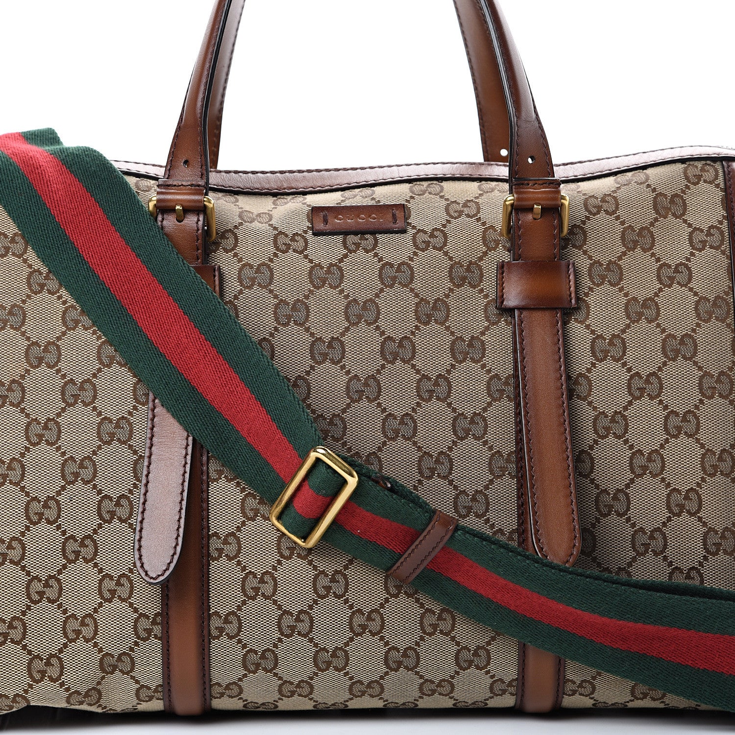 Gucci Monogram Medium Lady Web Boston Bag Beige Cuir 9 of 16