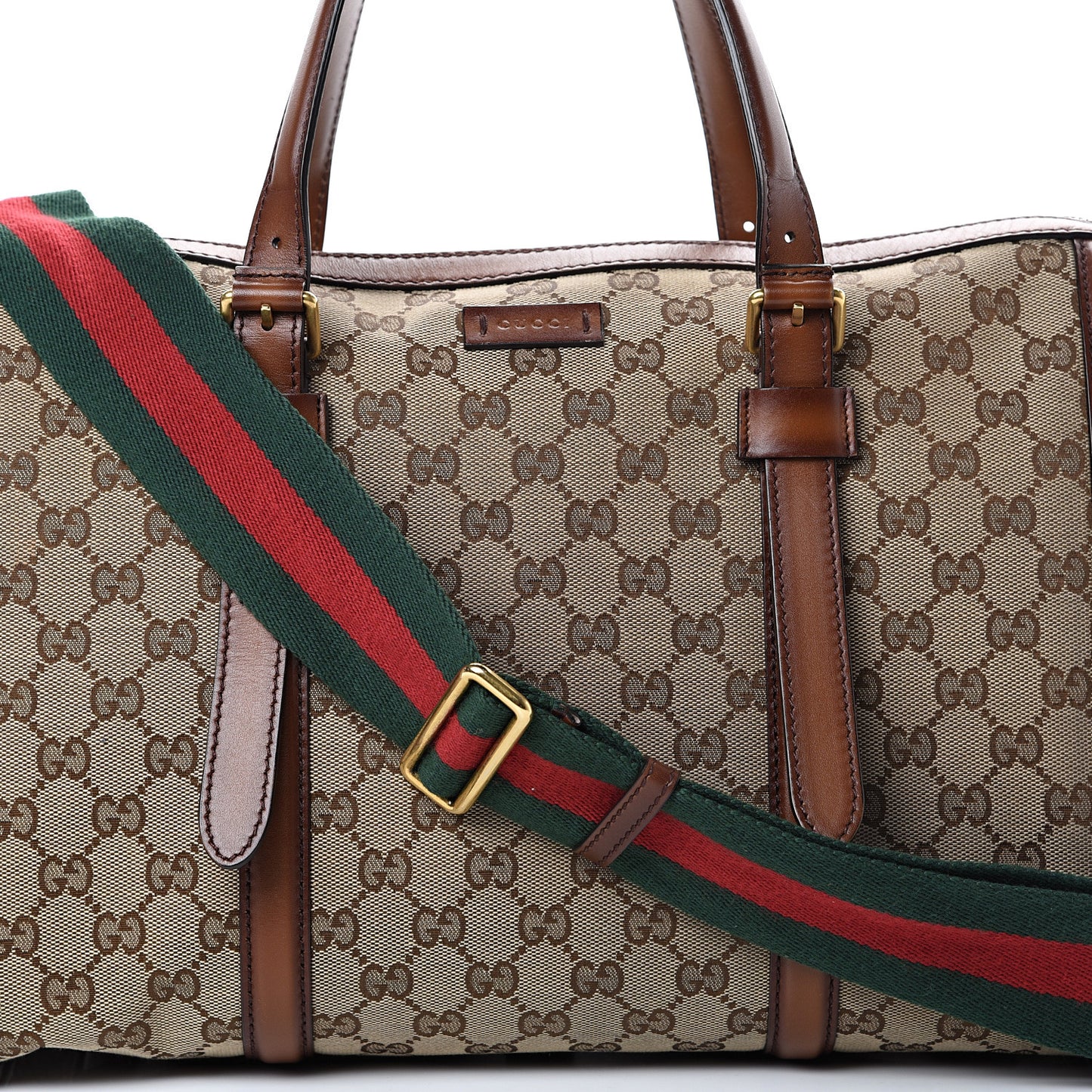 Monogram Medium Lady Web Boston Bag Beige Cuir