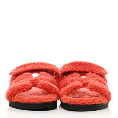 Hermes Woolskin Womens Chypre Sandals 38 Orange 2 of 8