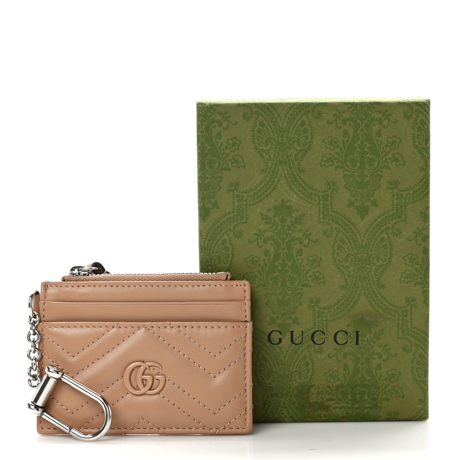 Gucci Calfskin Matelasse Monochrome GG Marmont Key Case Card Holder Camelia 9 of 9