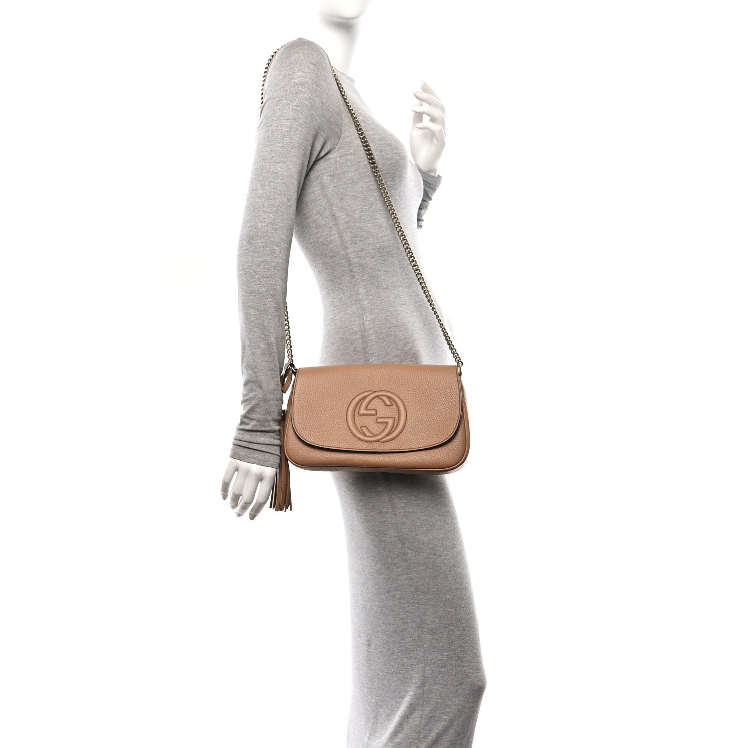Gucci Pebbled Calfskin Medium Soho Flap Crossbody Camelia 2 of 10