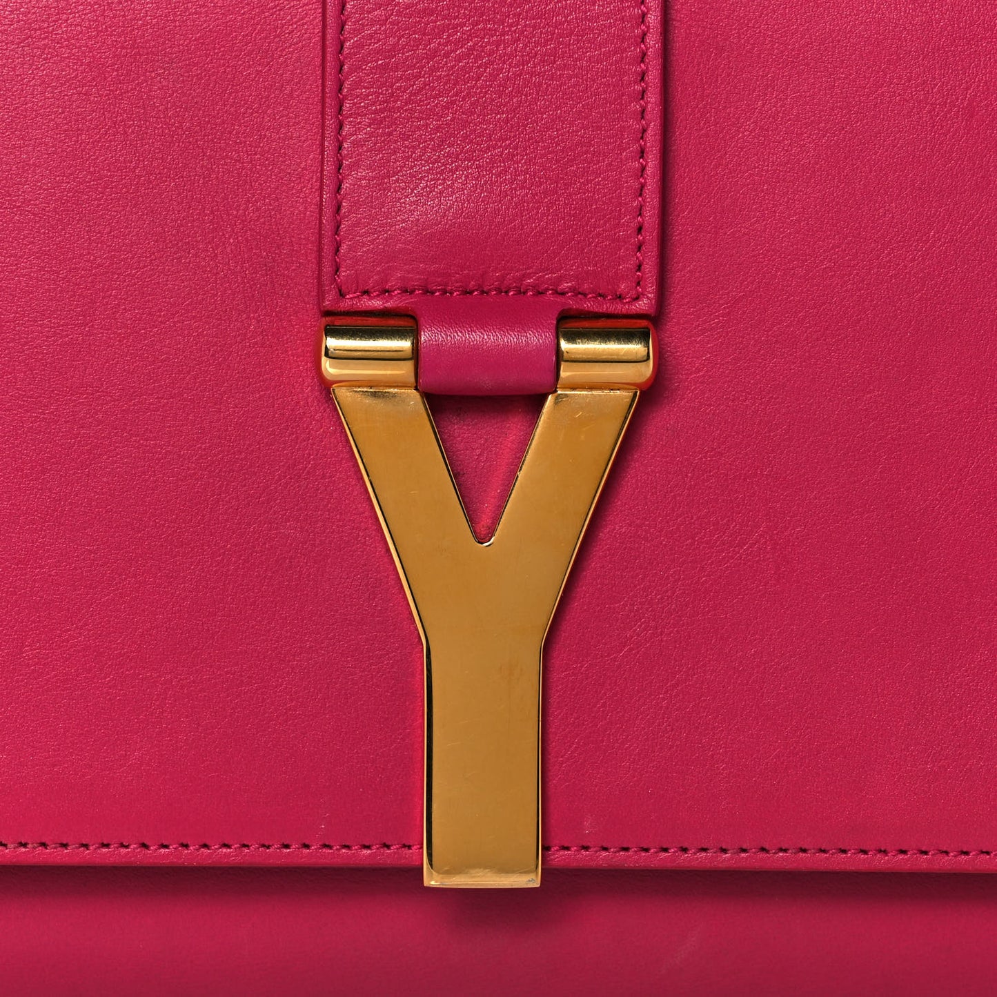 Calfskin Classic Y Ligne Clutch Fuchsia
