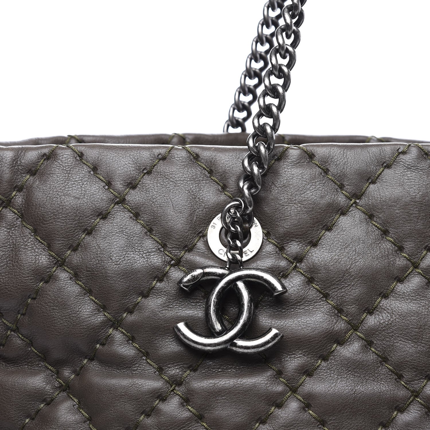 Chanel Calfskin Ultimate Stitch Shopping Tote Khaki 12 of 12