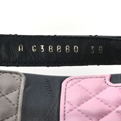 Chanel Lambskin Quilted CC Logo Platform Sandals 38 Black White Pink 6 of 9