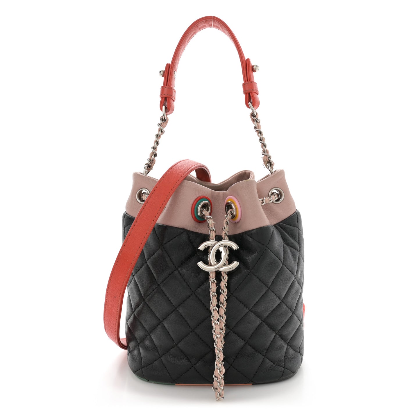 Lambskin Quilted Cuba Drawstring Tote Multicolor