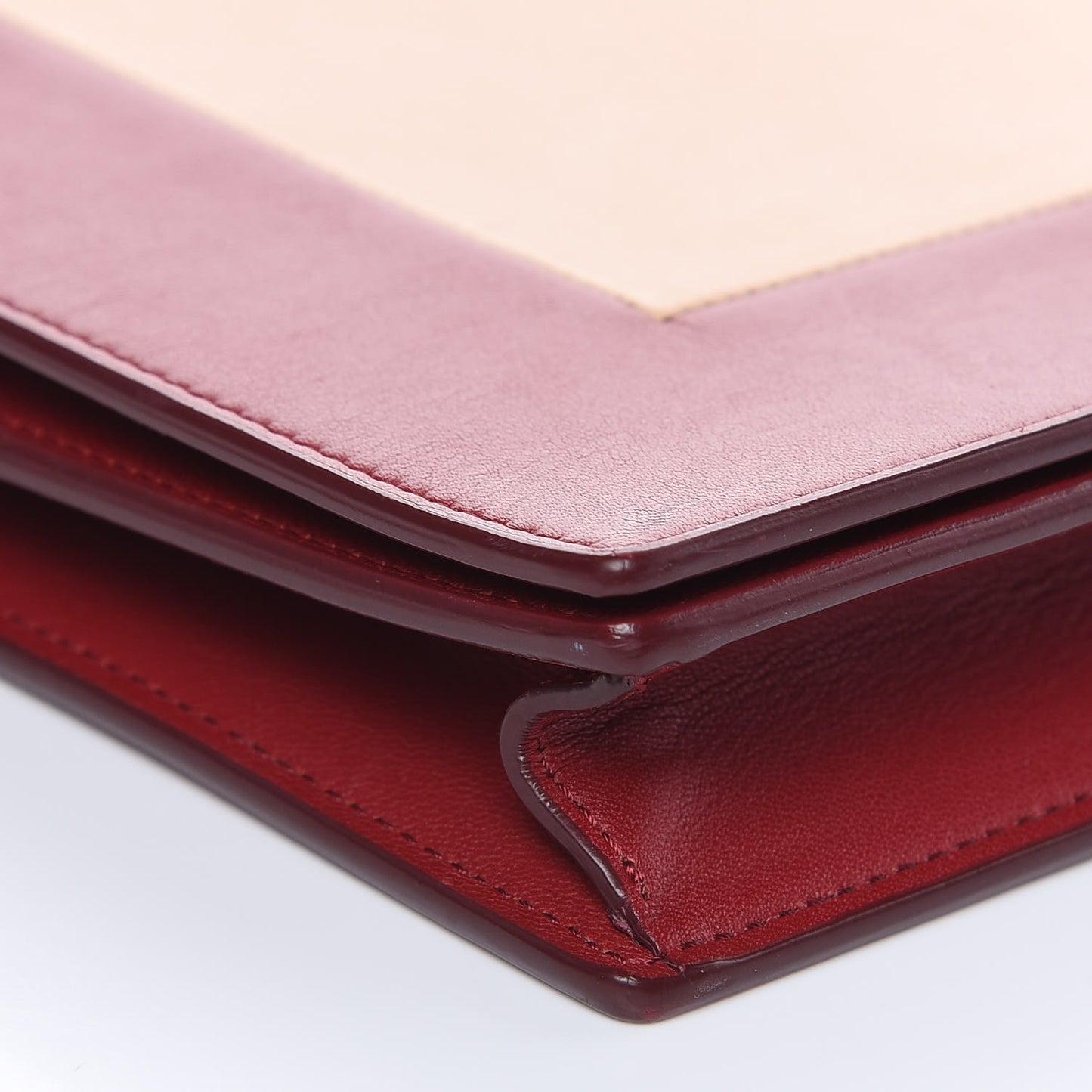 Smooth Lambskin Frame Evening Chain Clutch Ruby Nude