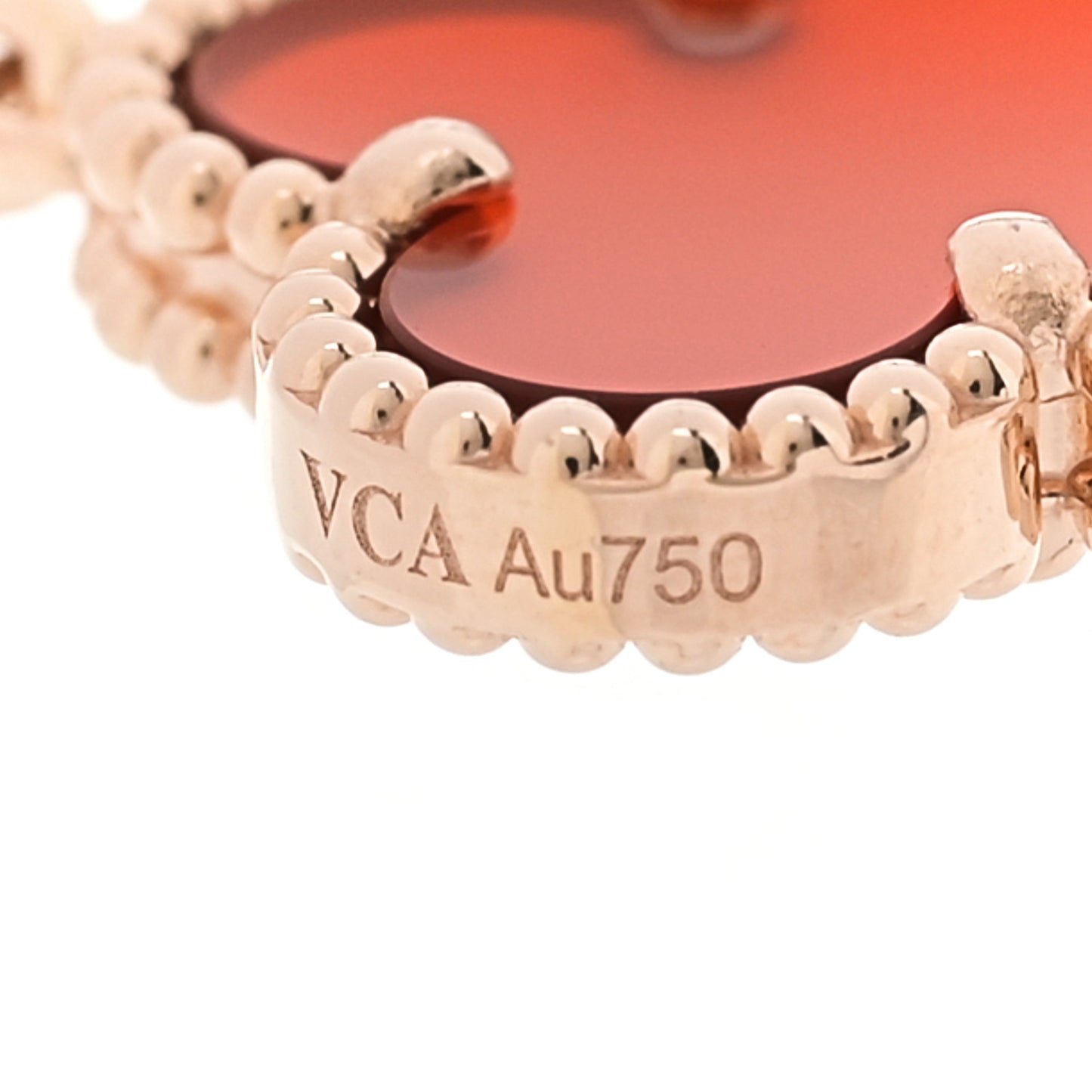 18K Rose Gold Carnelian 5 Motifs Guilloche Vintage Alhambra Bracelet