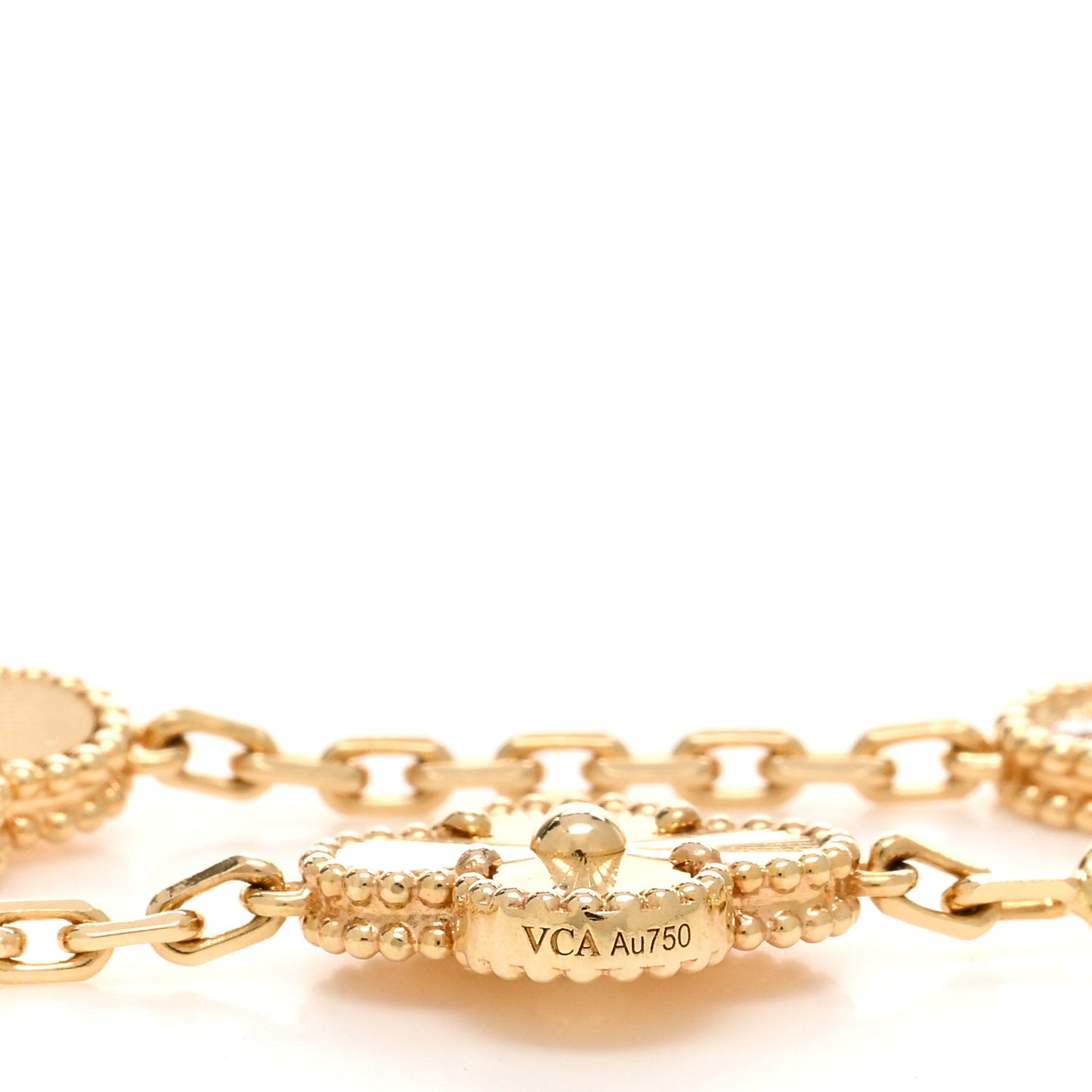 18K Yellow Gold Diamond 5 Motifs Guilloche Vintage Alhambra Bracelet