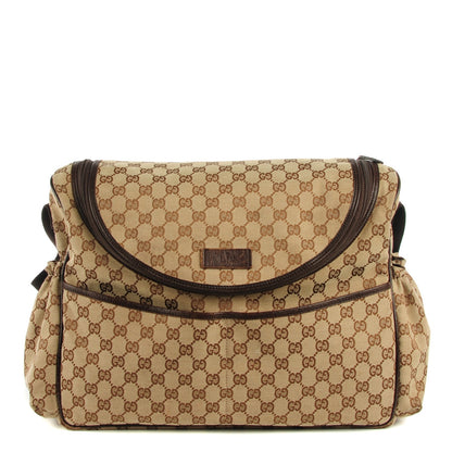 Gucci Monogram Natural Pigskin Large Diaper Bag Beige Ebony Cocoa Dark Chocolate 1 of 7