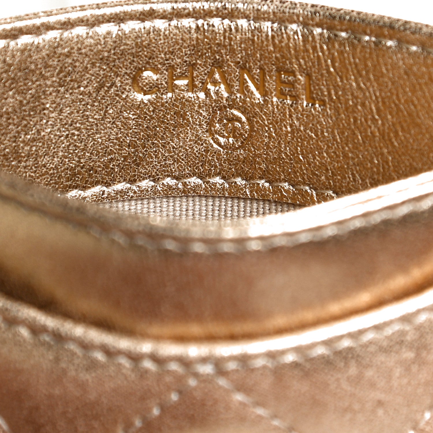 Chanel Metallic Lambskin Quilted CC Card Holder Gold 6 of 9