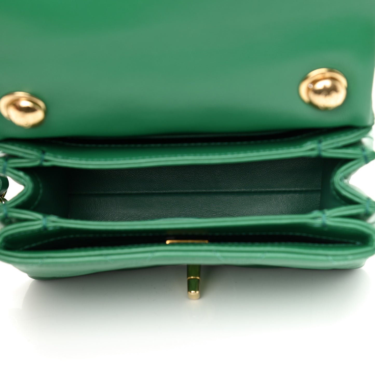 Lambskin Quilted Mini Color Match Flap Green