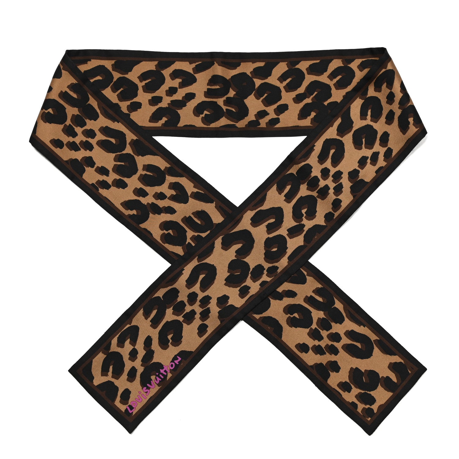 Louis Vuitton Silk Leopard Bandeau Scarf Marron 1 of 3