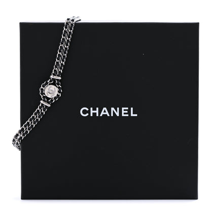 Chanel Lambskin CC Chain Choker Necklace Silver Black Silver Black 7 of 7
