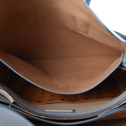 MCM Grained Calfskin Large Milla Tote Sky Blue 7 of 11