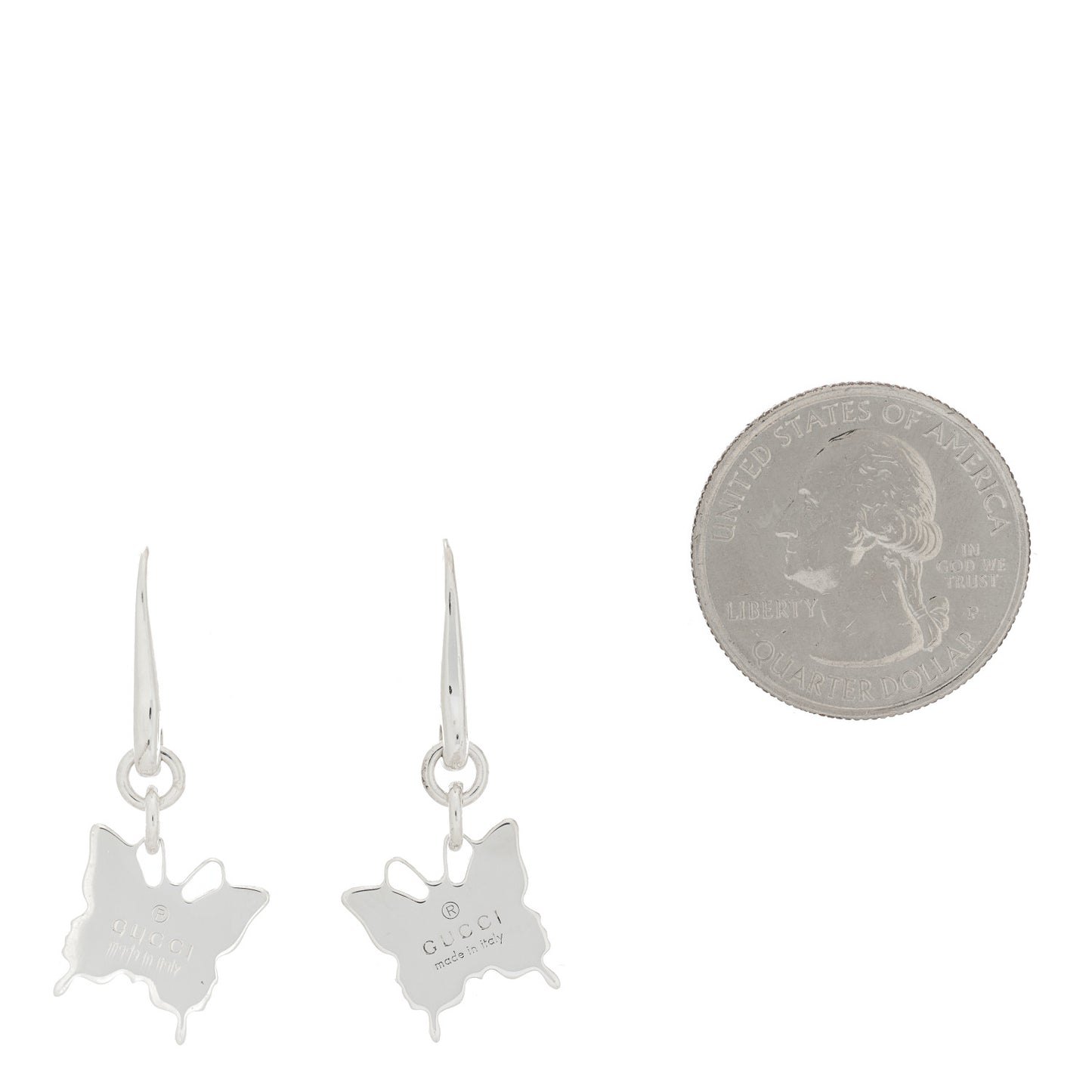 Sterling Silver Trademark Butterfly Drop Earrings
