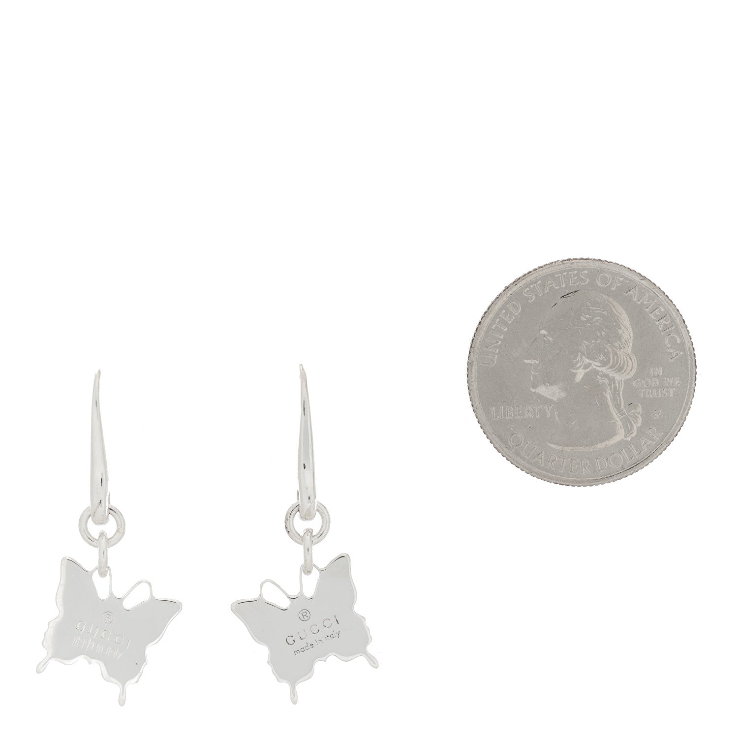 Gucci Sterling Silver Trademark Butterfly Drop Earrings 2 of 4