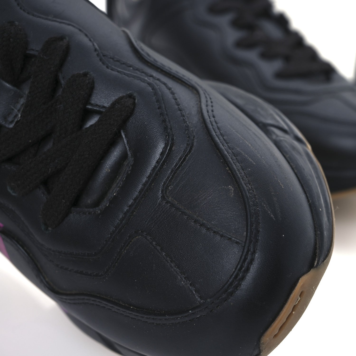 Gucci Calfskin Iridescent Logo Womens Rhyton Sneakers 38.5 Black 11 of 14
