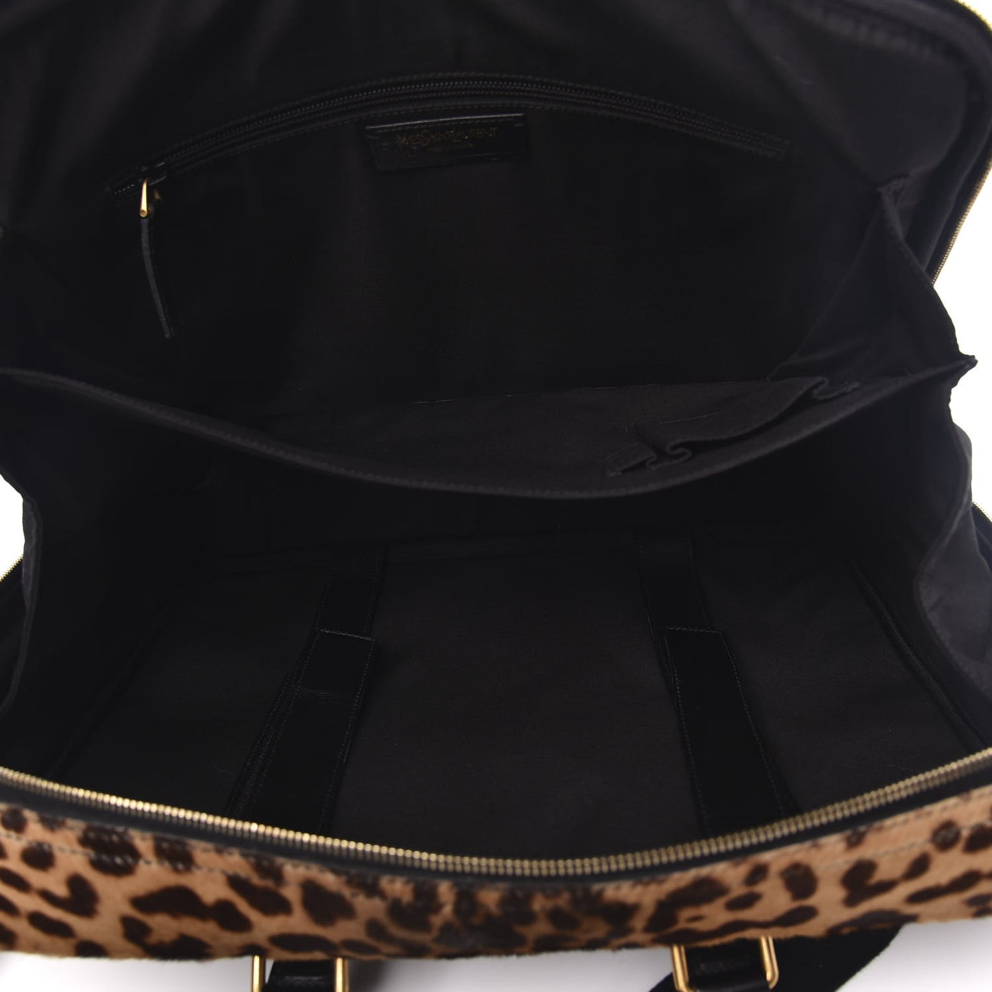 Calfskin Leopard Print Pony Hair Briefcase Black