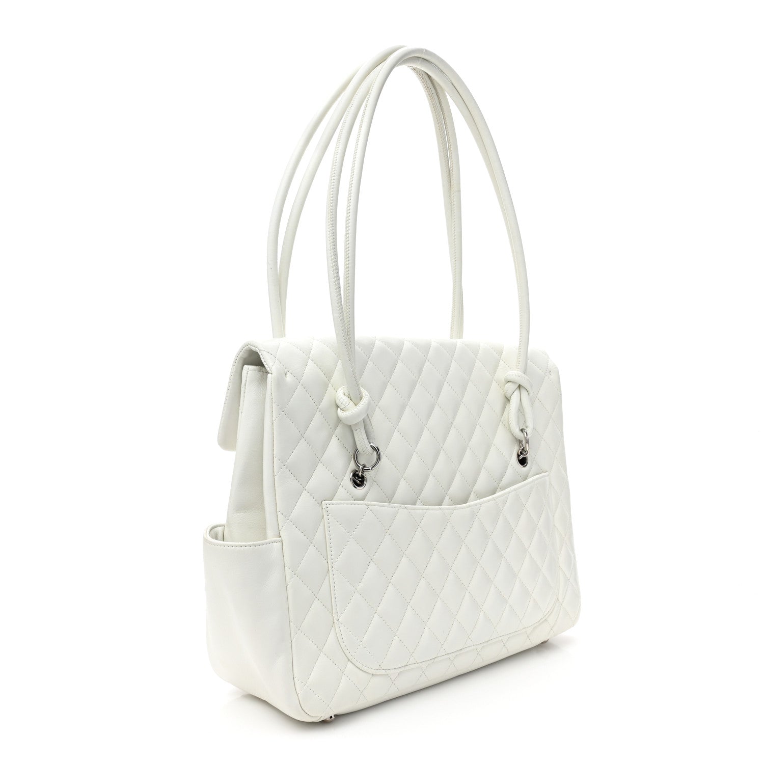 Chanel Calfskin Quilted Large Cambon Flap White Black 3 of 14