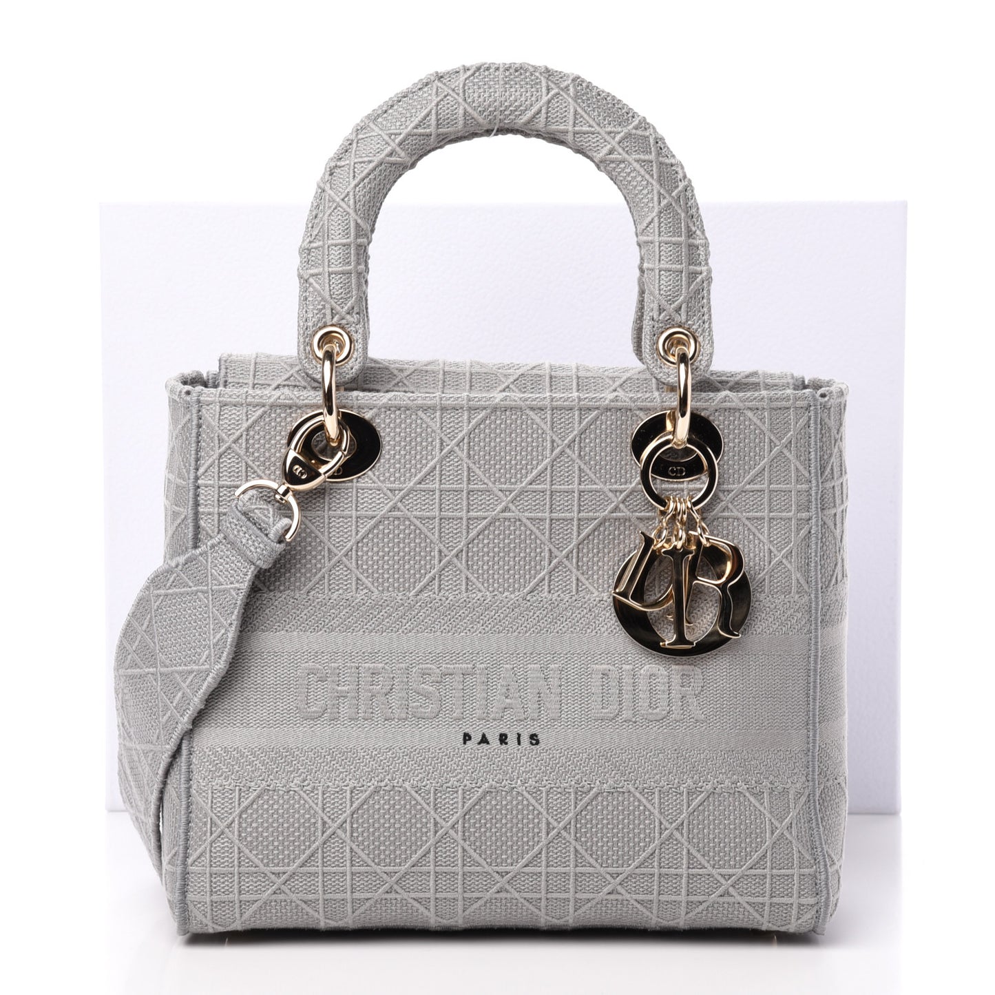 Canvas Embroidered Cannage Medium Lady D-Lite Gray